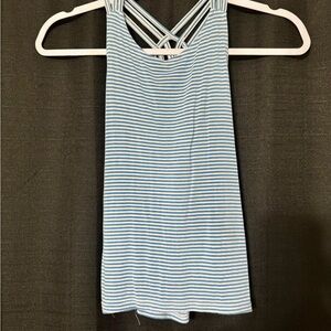 Blue and White Striped Criss-Cross Tank Top